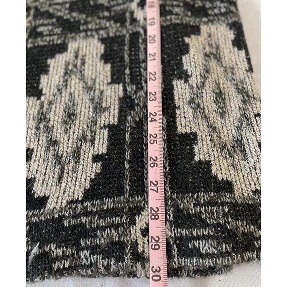 Lucky Brand Aztec Jacquard Sweater Coat S Metallic Black Gray 7W51305 - Picture 9 of 9